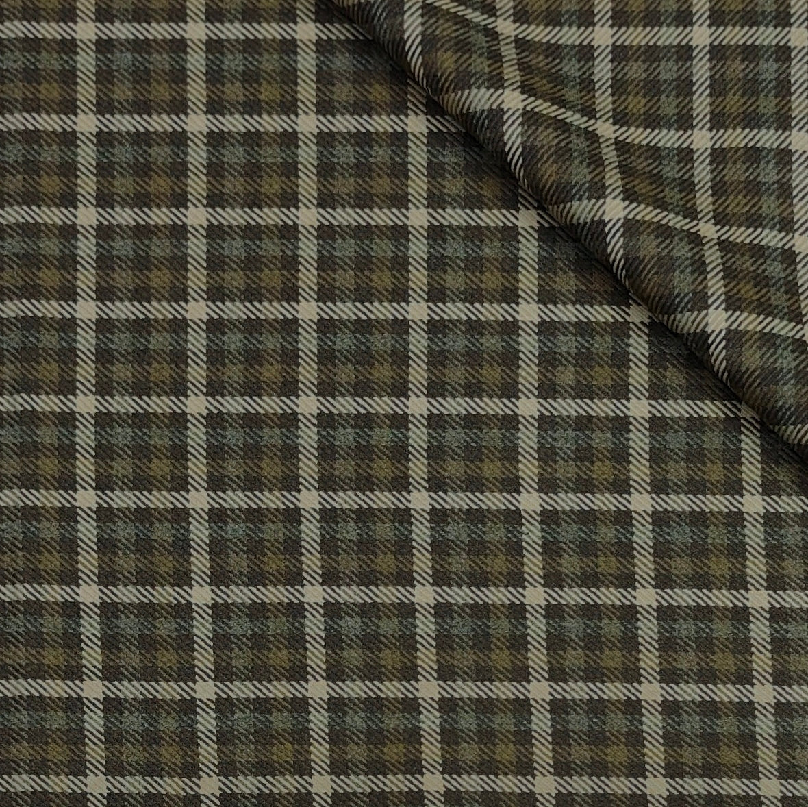 Tweed Blazer Fabric Reid N Taylor Check Colour Greenish Dry Moss Brown